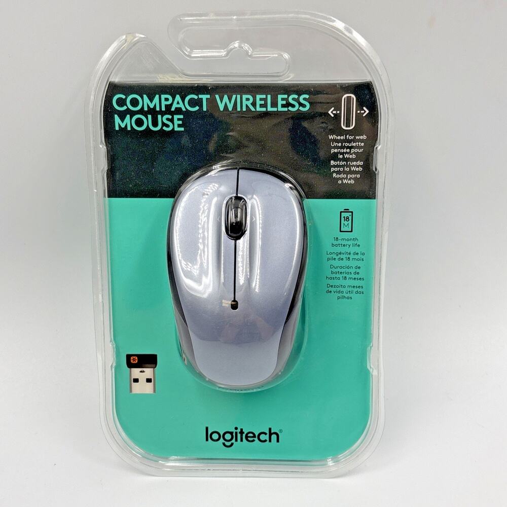 NEW Logitech M325 Wireless Mouse, Grey/Blue, Unifying Receiver